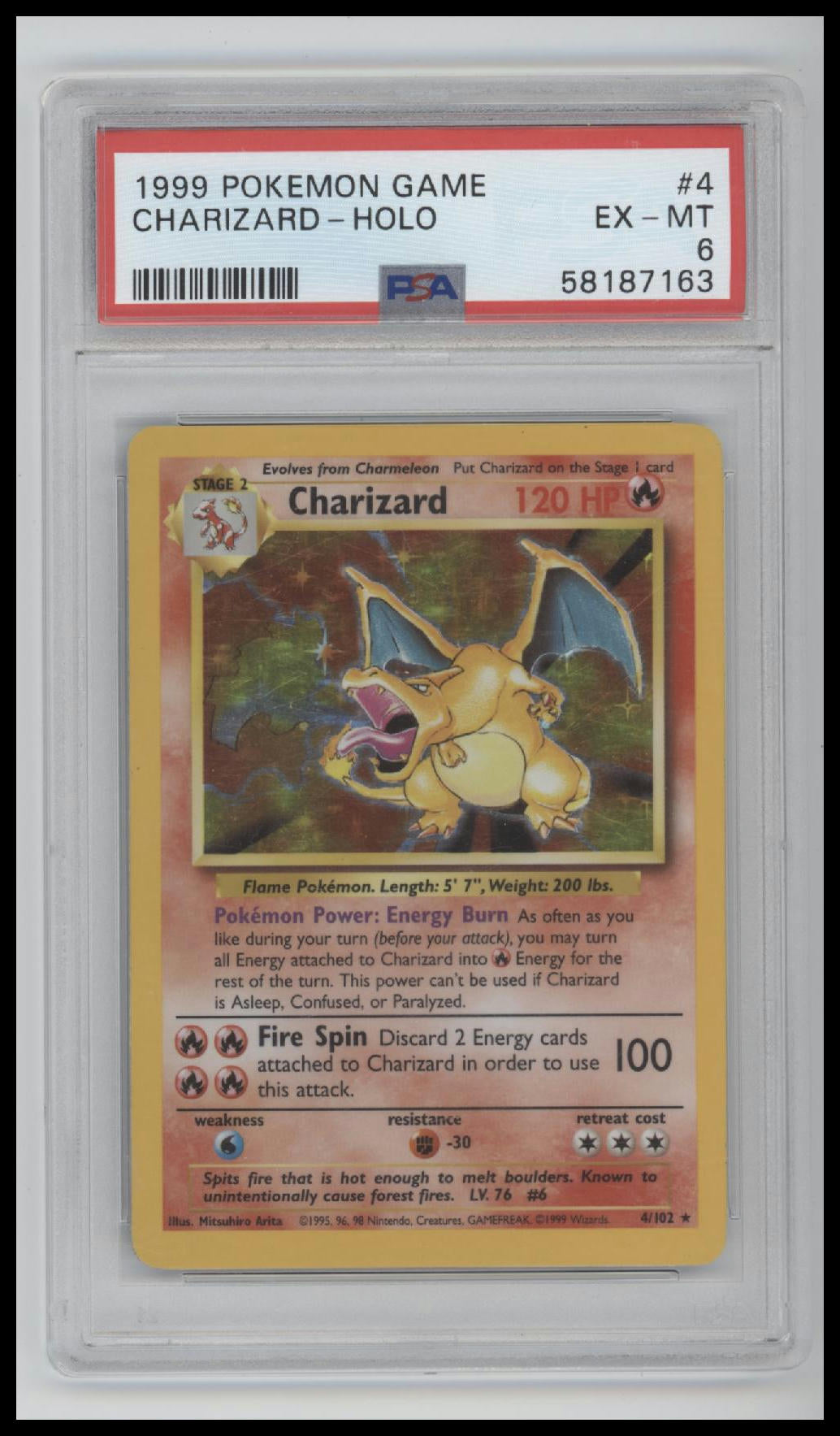 1999 Pokemon Game Charizard-Holo 6 PSA #4