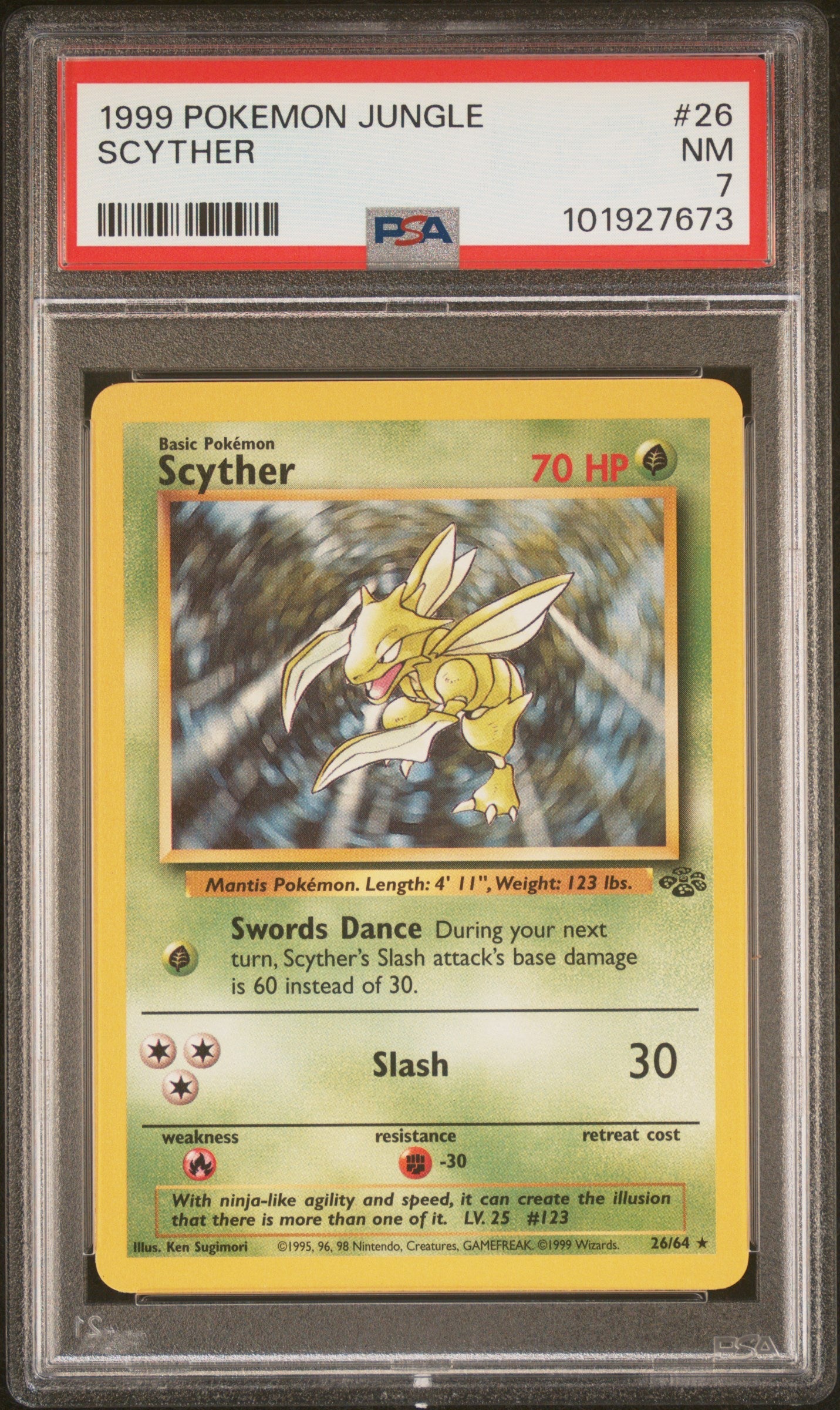 1999 Pokemon Jungle Scyther 7 PSA #26