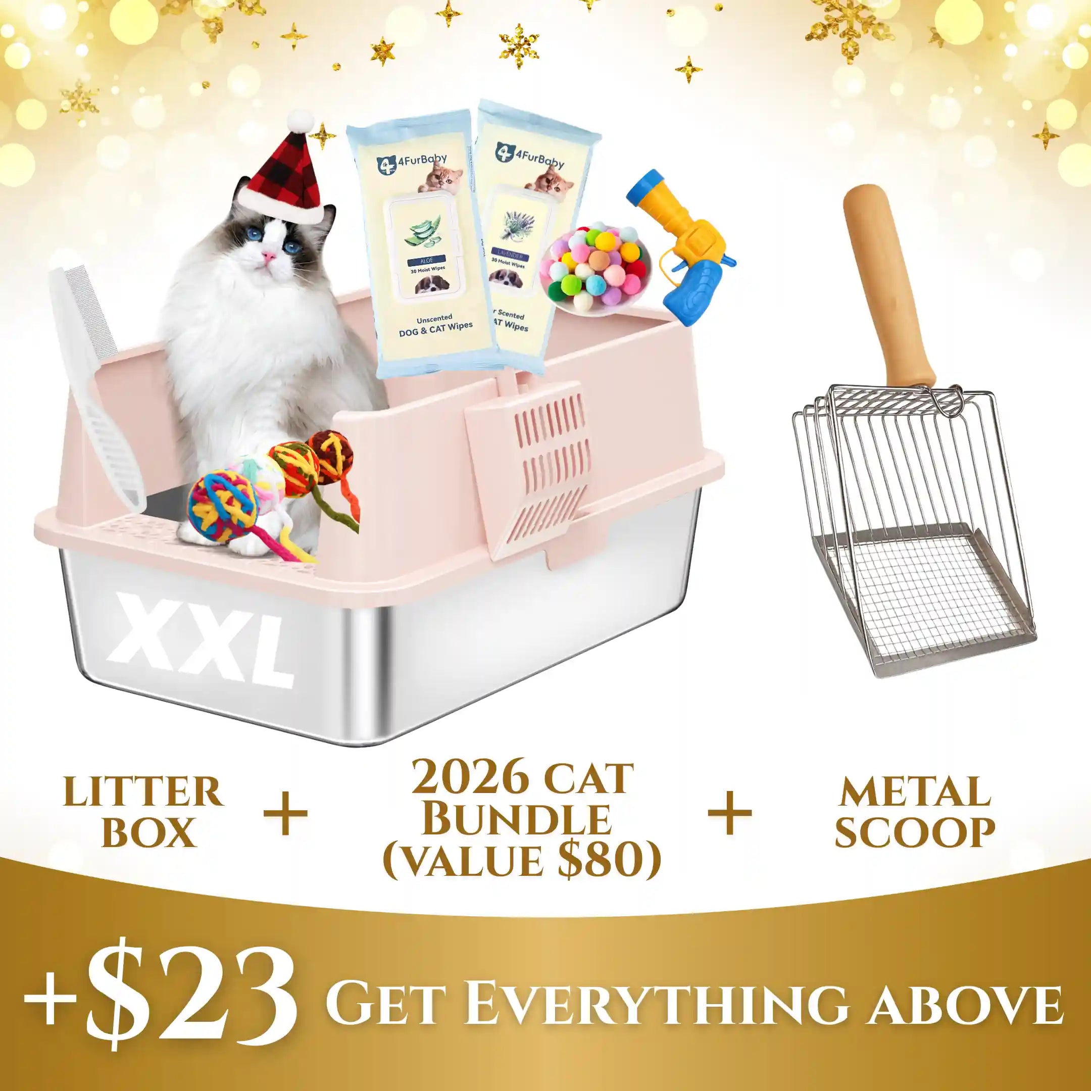 XXL Stainless Steel Cat Litter Box with Lid – High Sides, Low Entry, Easy to Clean, Odor-Free, Anti-Leak | Buy 2 & Save $10