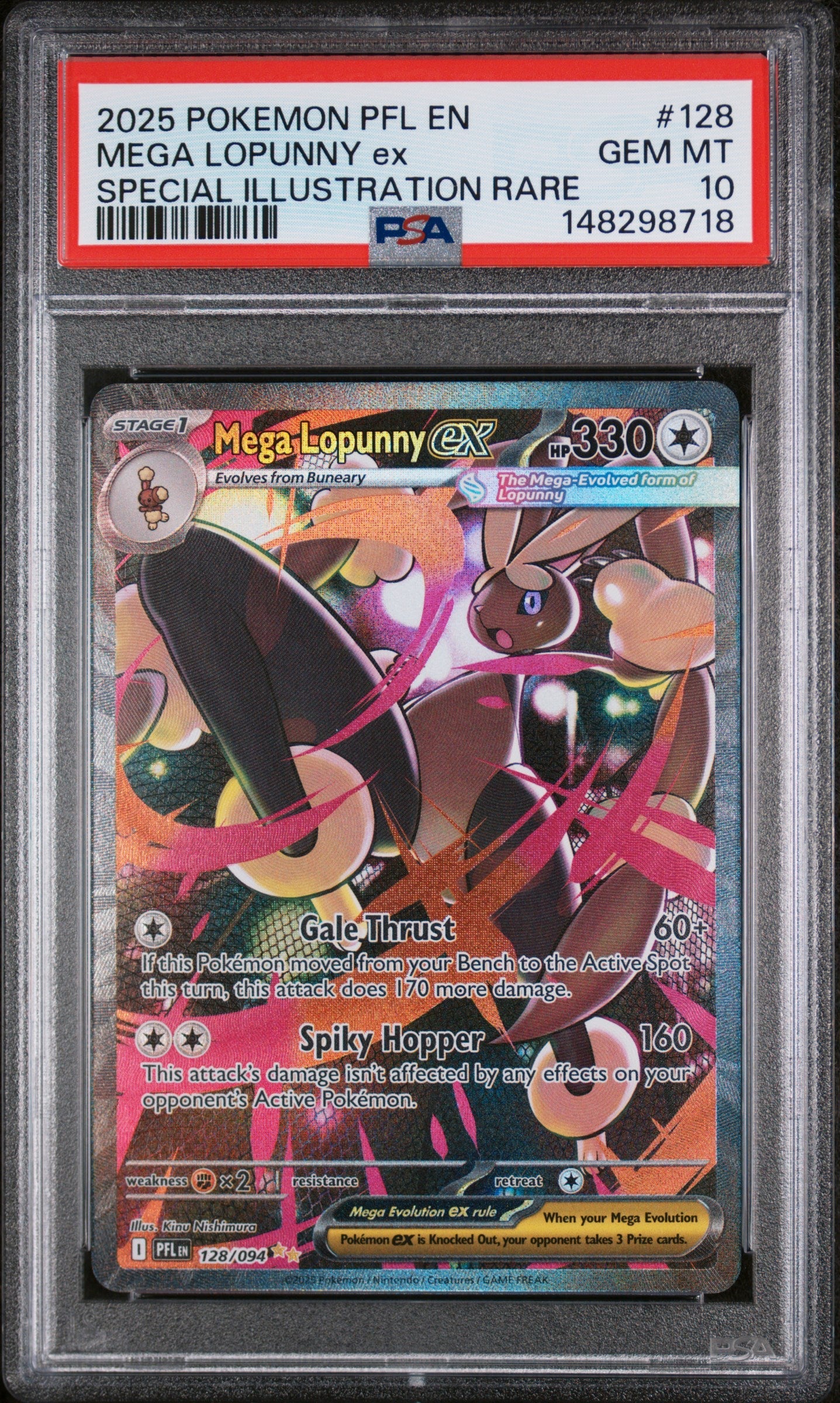 2025 Pokemon Pfl En-Phantasmal SI Rare Mega Lopunny Ex 10 PSA #128
